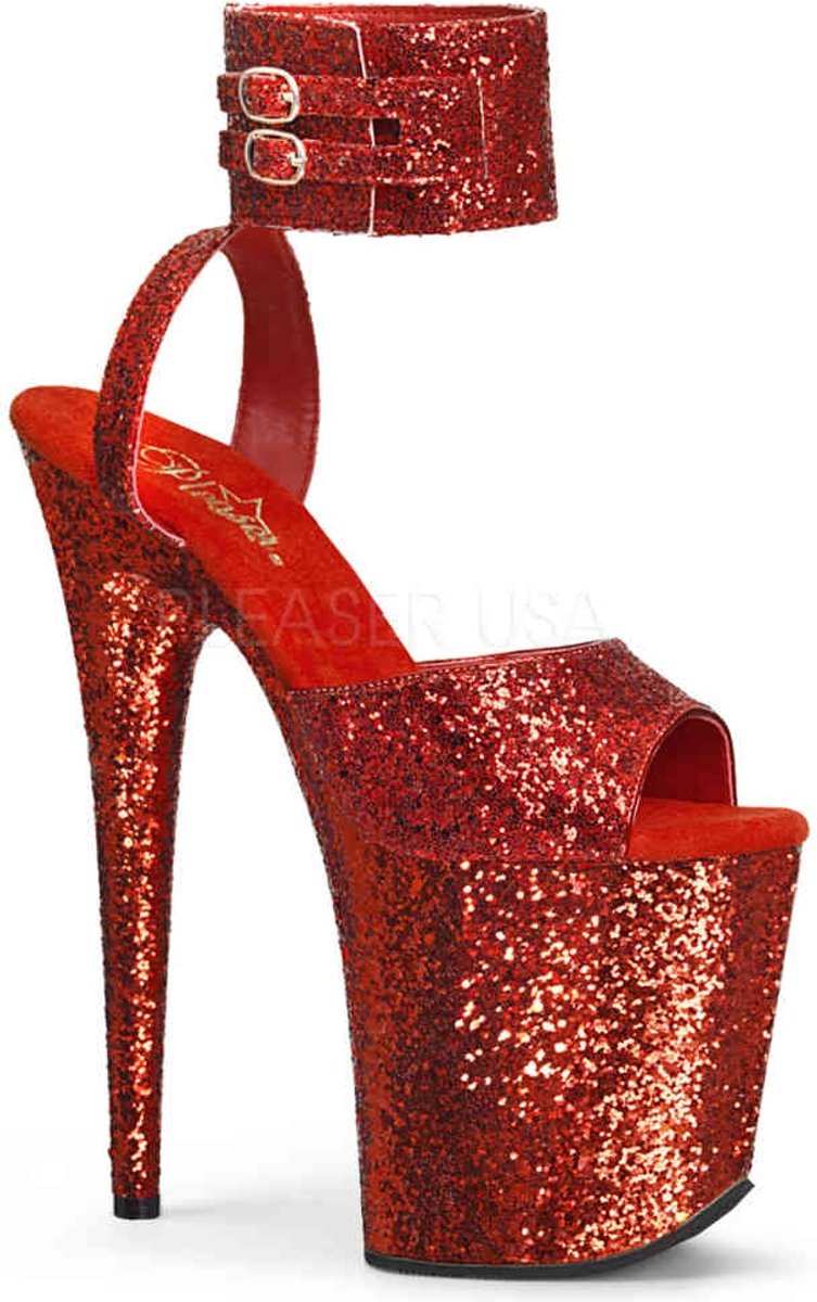 EU 35 = US 5 | FLAMINGO-891LG | 8 Heel, 4 PF Glitter Ankle Strap Sandal